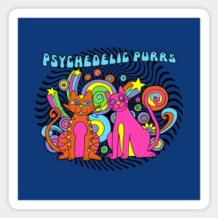 Psychedelic Purrs Cute Colorful Hippie Psychedelic Retro Trippy Cats Sticker